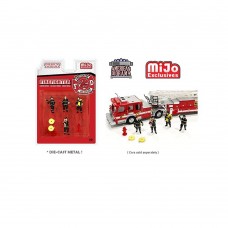American Diorama 1/64 Scale Firefighter 7 Piece Die-cast Set (4 Figurines and 3 Accessories)