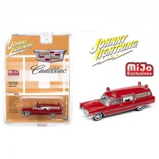 Johnny Lightning 1966 Cadillac Ambulance Red 1/64 Scale Die-cast Car