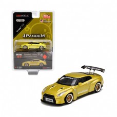 Mini GT 1/64 Scale Nissan GT-R (R35) Pandem with GT Wing Cosmopolitan Yellow